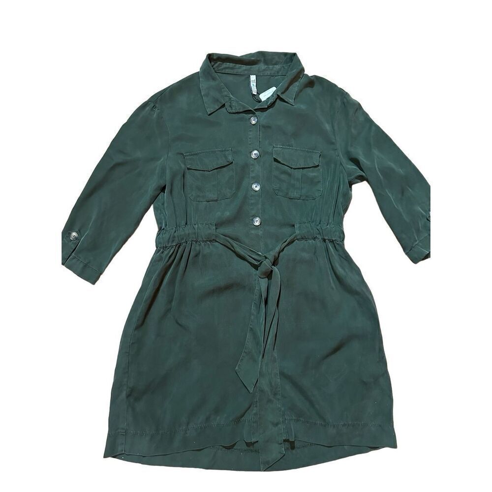 NWT Zara Army Green Women's Lyocell Shirt Dress Sz‎ M - Picture 3 of 12
